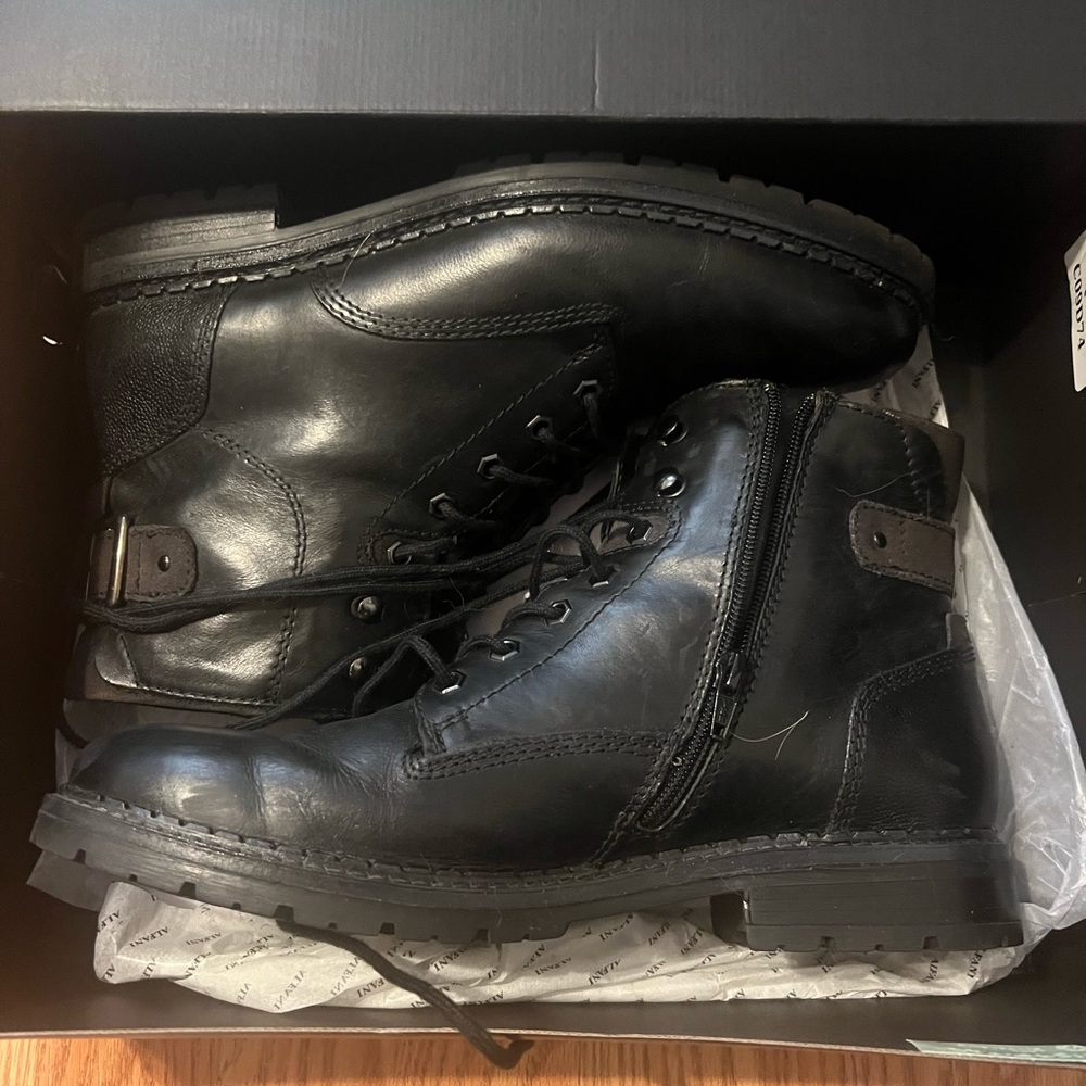 Alfani Men's Black Leather Lace-Up Boots